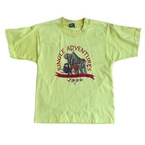 Vintage 90s Yellow Jungle Adventure T-shirt SZ XS